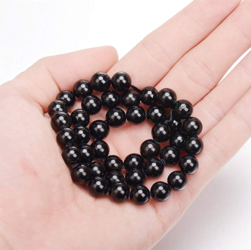 AD BEADS Natural Black Tourmaline Gemstone Round Beads 15.5â€œ A Grad (8mm) - Image 3